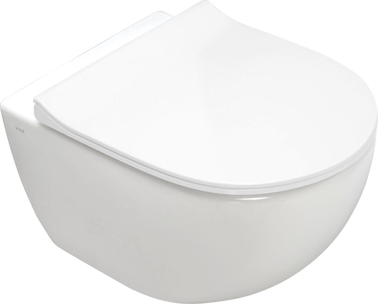 Plieger Zano Wand-WC-Set mit Wand-Tiefspül-WC Rim-Ex mit verdeckter Montage 36,5x54cm mit schlankem WC-Sitz mit Absenkautomatik und Lift-Off weiß
