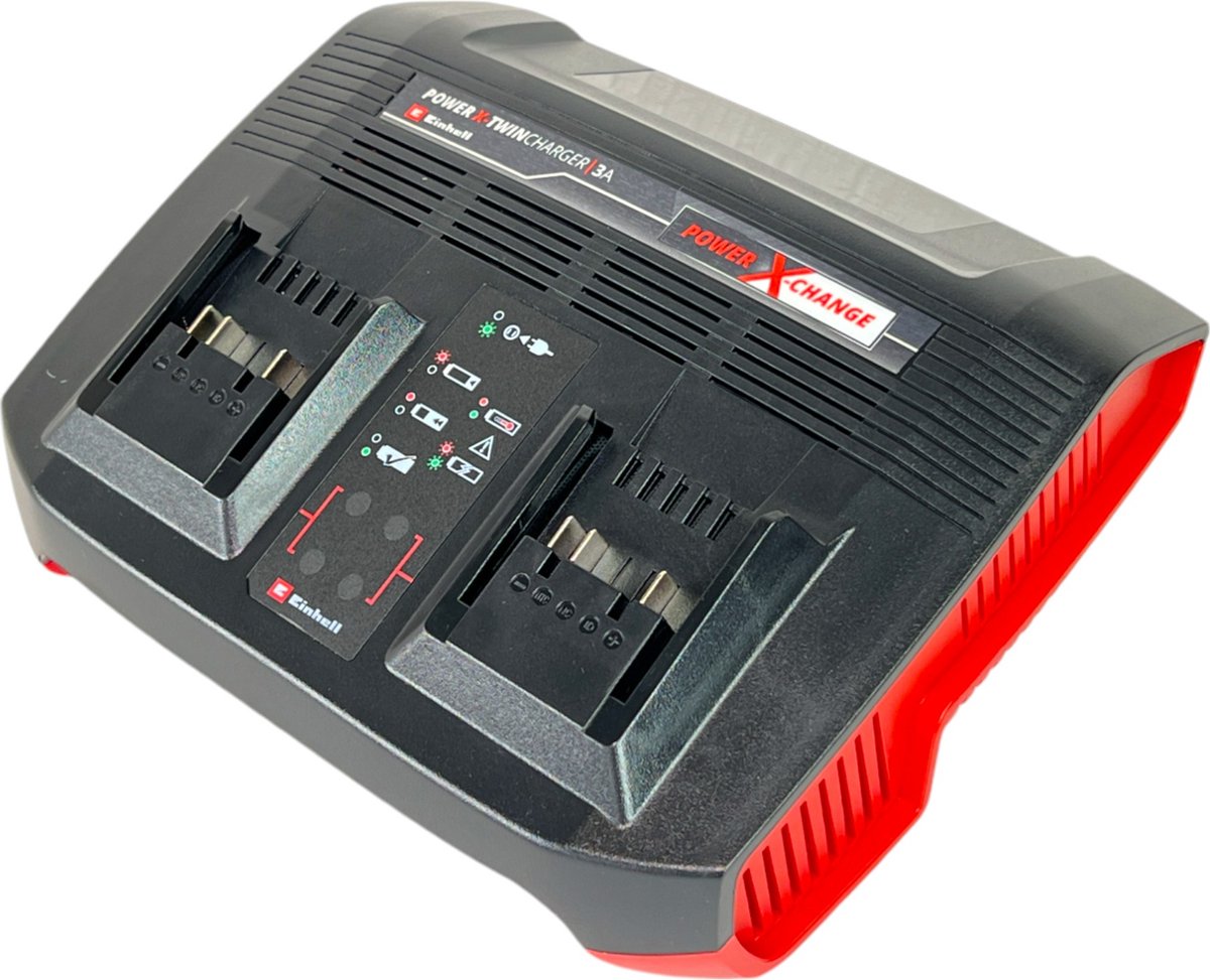 Einhell Duo-Ladegerät – Power X-Change – 18 V – Ladestrom 3a – integrierte Wandhalterung – passend für alle Power X-Change Akkus