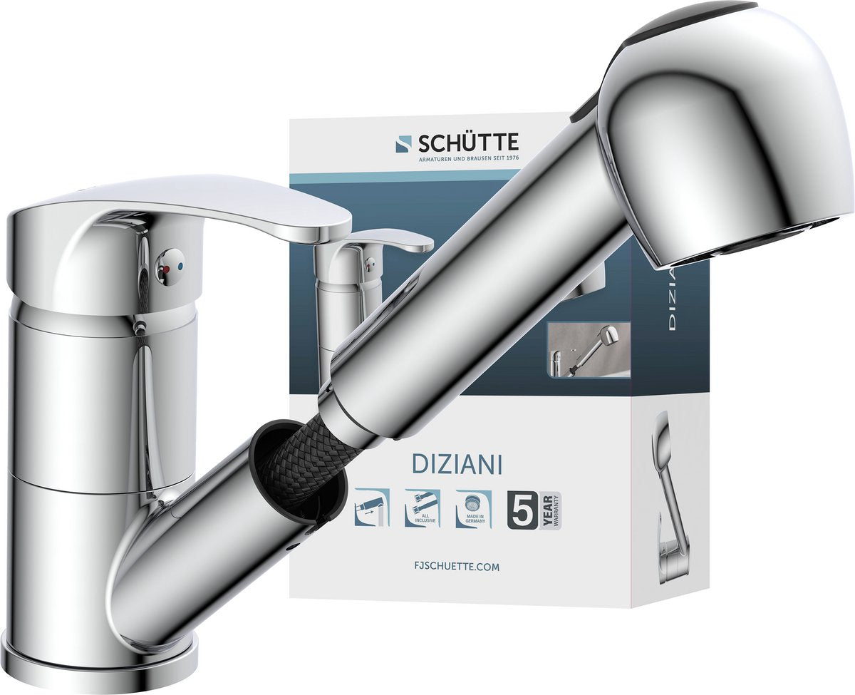 Schütte Schütte One -Button Mixer Einwegguss -Spout Diziani Chrom -Colored