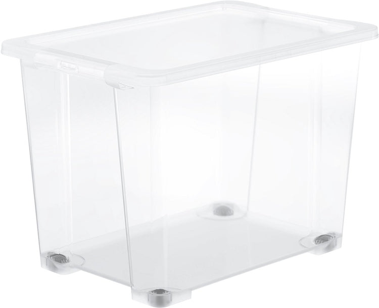 Rotho Core Basic Aufbewahrungsboxen – 4er-Set – stapelbar – 65 Liter – mit Rollen