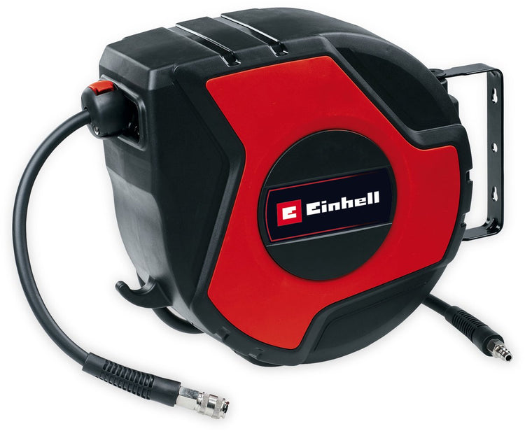 Einhell Druckluft-Schlauchaufroller TC-PH 150 – Schlauchlänge 15 m + 1,5 m Anschlussschlauch – Innendurchmesser des Schlauchs 9 mm – max. Arbeitsdruck 16 bar - inkl. Wandhalterung