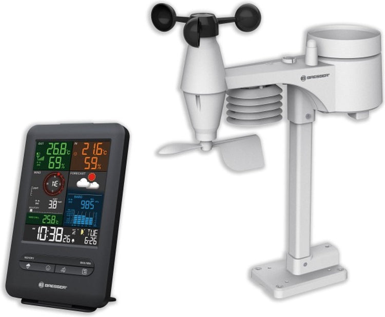 Bresser Wetterstation - 5-in-1 - Beaufort mit Farbdisplay - für drinnen und draußen - Schwarz