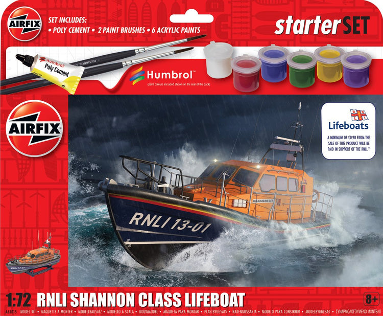 Airfix Modellbausatz Militärfahrzeuge – 55015 Rettungsboot der RNLI Shannon-Klasse – Starterset Kunststoff – 1:72 – Modellbau