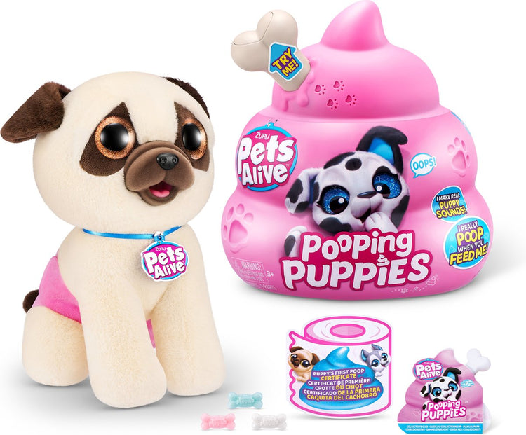 Pets Alive Zuru – kackende Welpen – 27 cm – Möpse