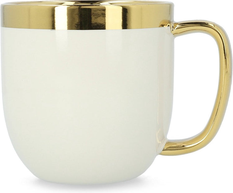 Homla Sinnestasse mit Goldverzierung – Becher Teetasse Kaffeebecher 0,28 l Porzellan vergoldet handbemalt weiß und gold