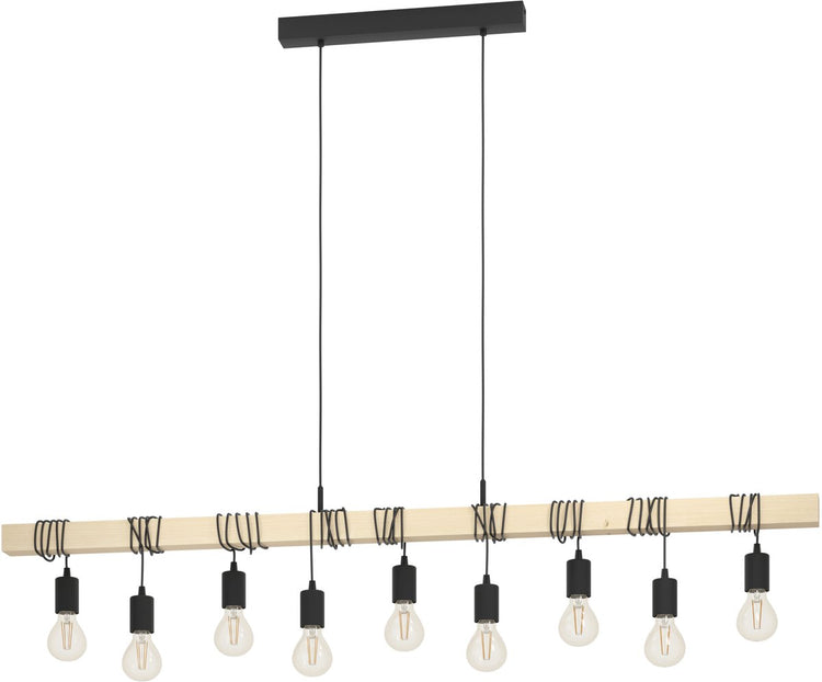Eglo Townshend Hängelampe – E27 – 150 cm – braun schwarz – FSC-Holz