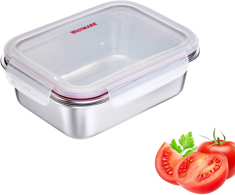 Westmark Brotdose aus Edelstahl – auslaufsicherer Brotkasten – mikrowellen- und ofenfest, BPA-frei – Bento-Box für Schule, Arbeit und Kita – Silber, 600 ml