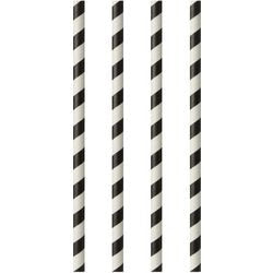 Papstar Papierstrohhalme schwarz, weiß gestreift 6 mm Durchmesser