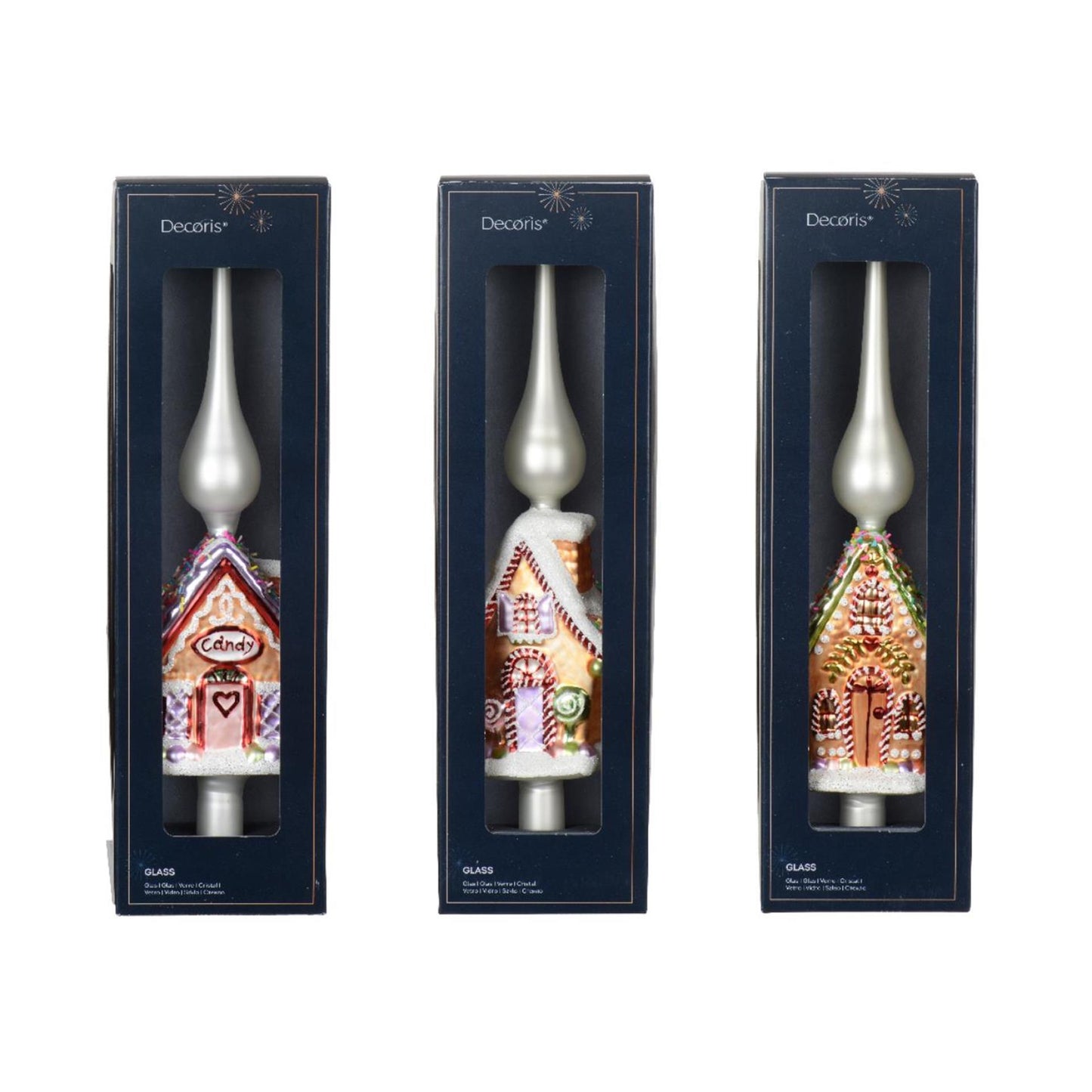 Decoris Peak Lebkuchenhaus aus Glas, 31 cm