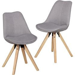 Esszimmerstuhl Wohnling Holz, Kunststoff, Stoff skandinavischer Stil grau WL5029