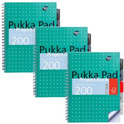 Vorlesungsblock Pukka metallic kariert grün 200 Seiten 3-teilig