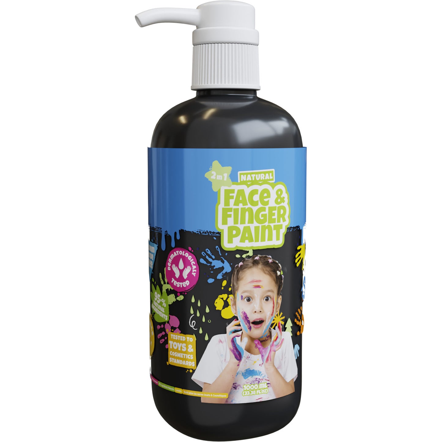 Boti natürliche Gesichtsfingerpaintflasche mit Pumpe schwarz, 1l