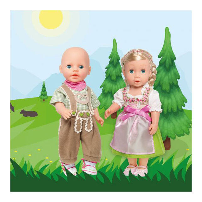 Heless Dolls Kleidung Lederhosen mit Hemd und Schal, 28-35 cm