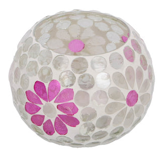 LIGHILT HOLLY M Weiß rosa Bol -Glas 9x8x8cm