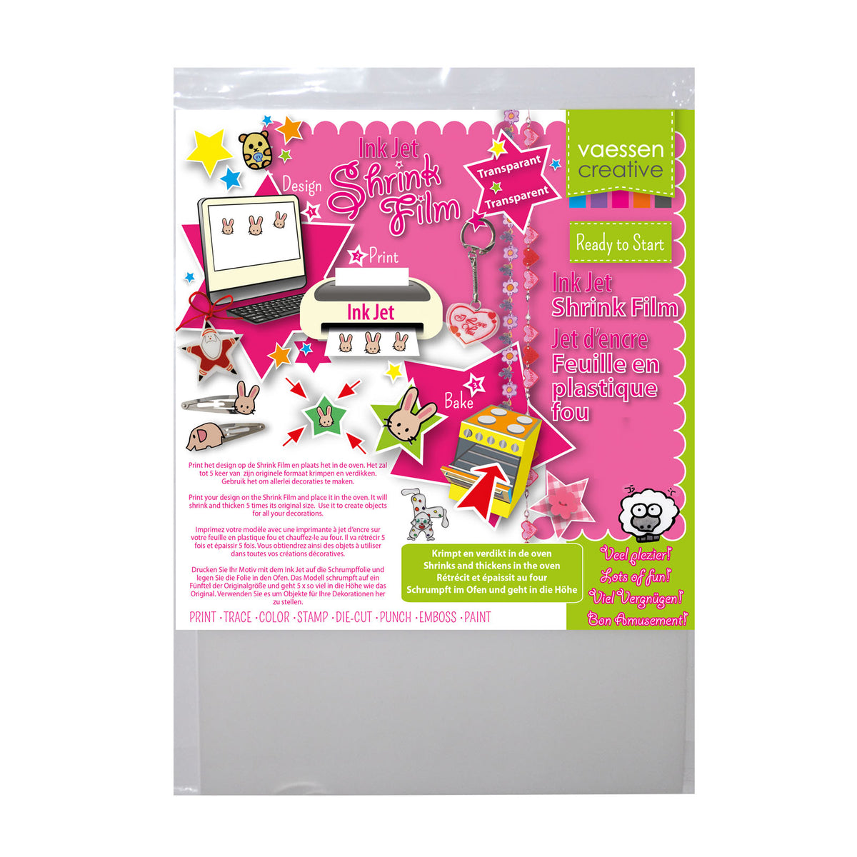 Vaessen creative • Schrumpffolie Inkjet A4 transparent 250 Stk