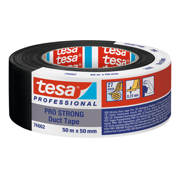 Tesa Professional 1067940 – Tesa Klebeband Pro-Strong Schwarz 50 m x 50 mm | 6 Stück