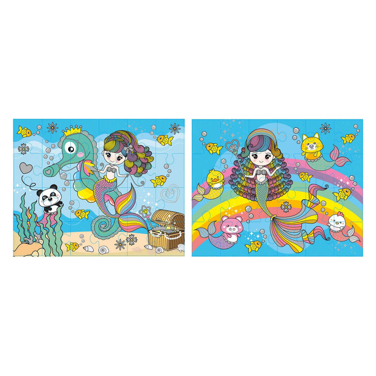 Grafix Glitter Puzzle Set Meerjungfrau, 2x24st.