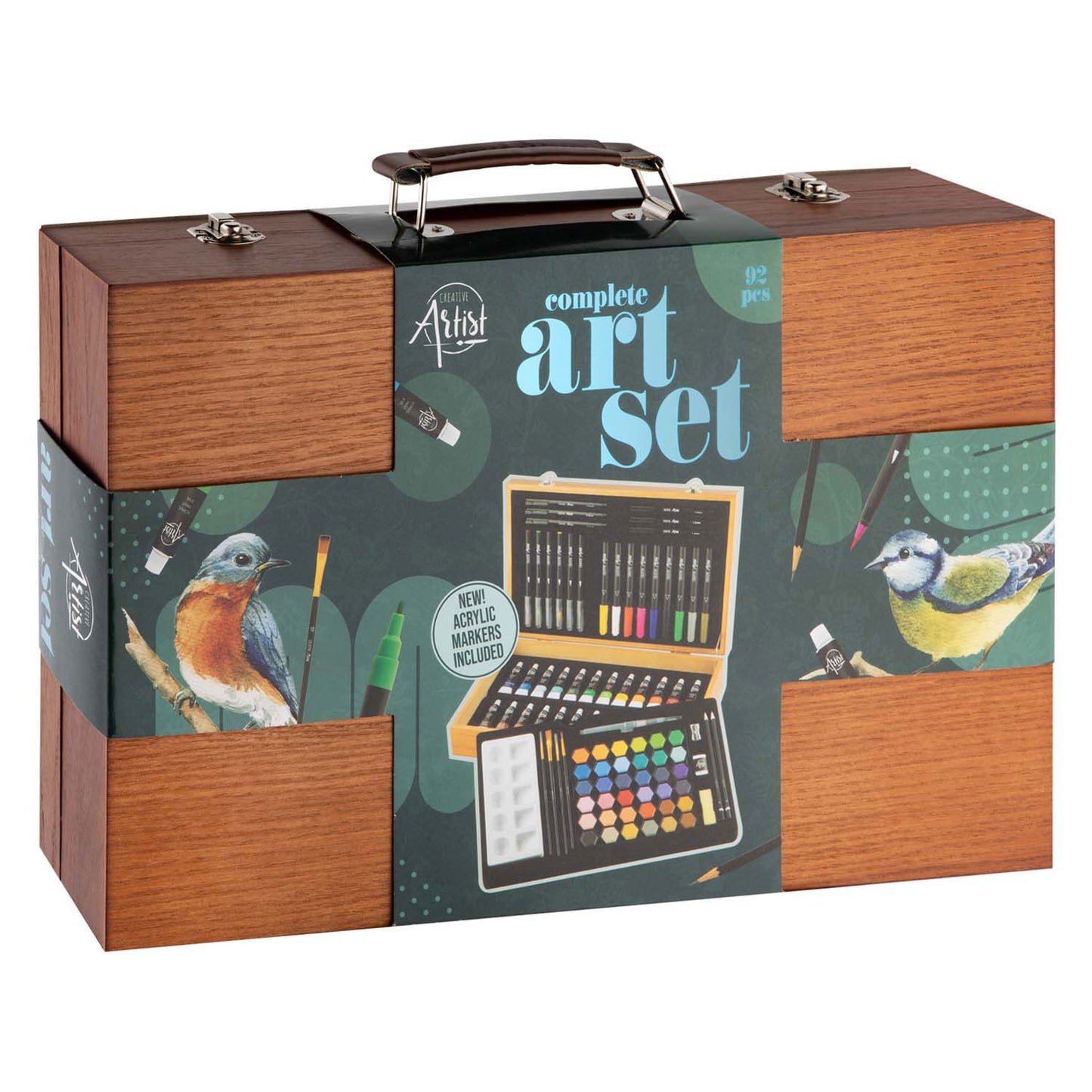 Luxuriöser Holz-Zeichenkoffer der Creative Craft Group – 92-teilig