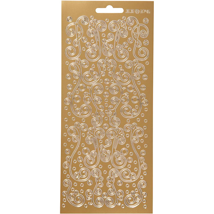 Creativ Firmenaufkleber, Wirbel, Blatt 10x23 cm, gold, 1 Blatt