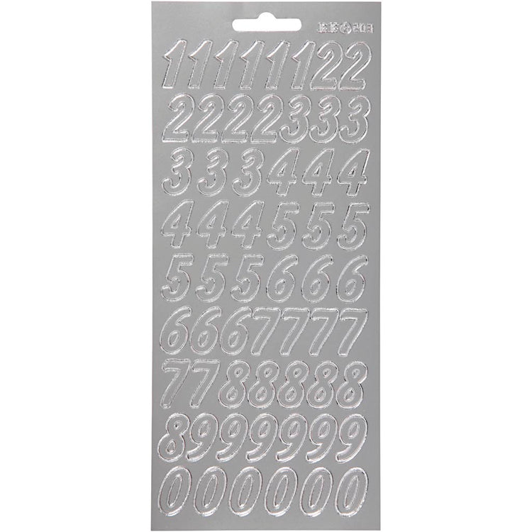 Creativ Firmenaufkleber, Zahlen, Blatt 10x23 cm, silber, 1 Blatt