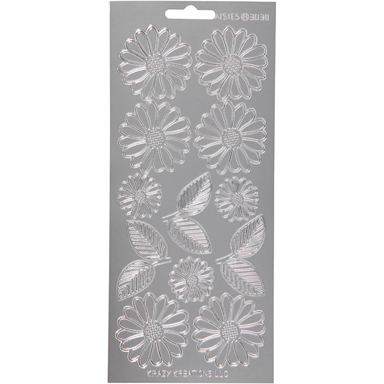 Creativ Firmenaufkleber, Gänseblümchen, Bogen 10x23 cm, silber, 1 Bogen