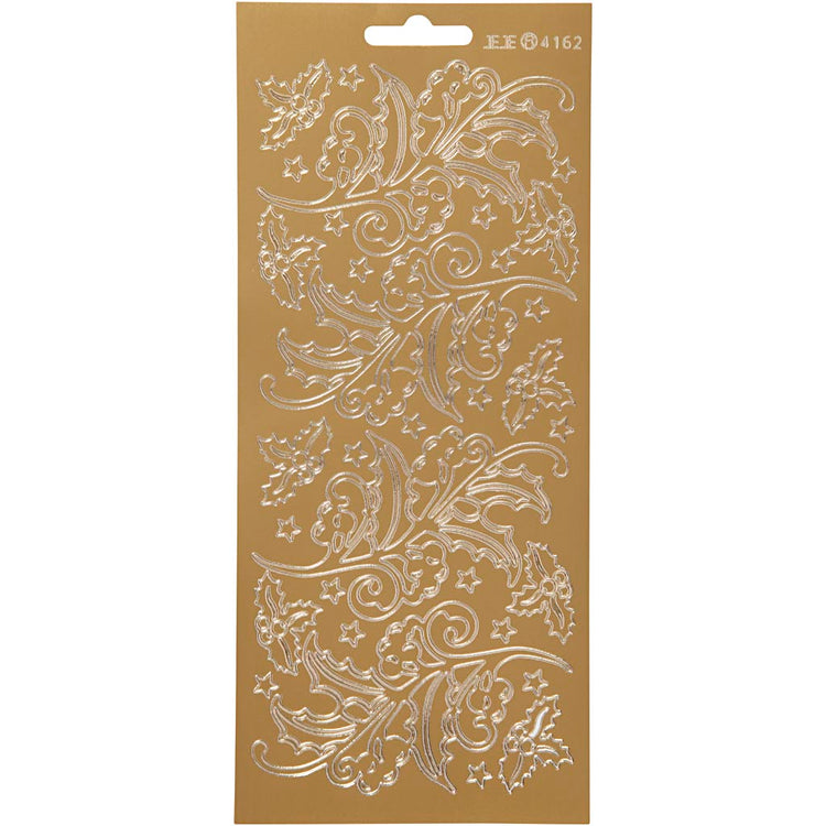 Creativ Firmenaufkleber, Stechpalme, Bogen 10x23 cm, gold, 1 Bogen