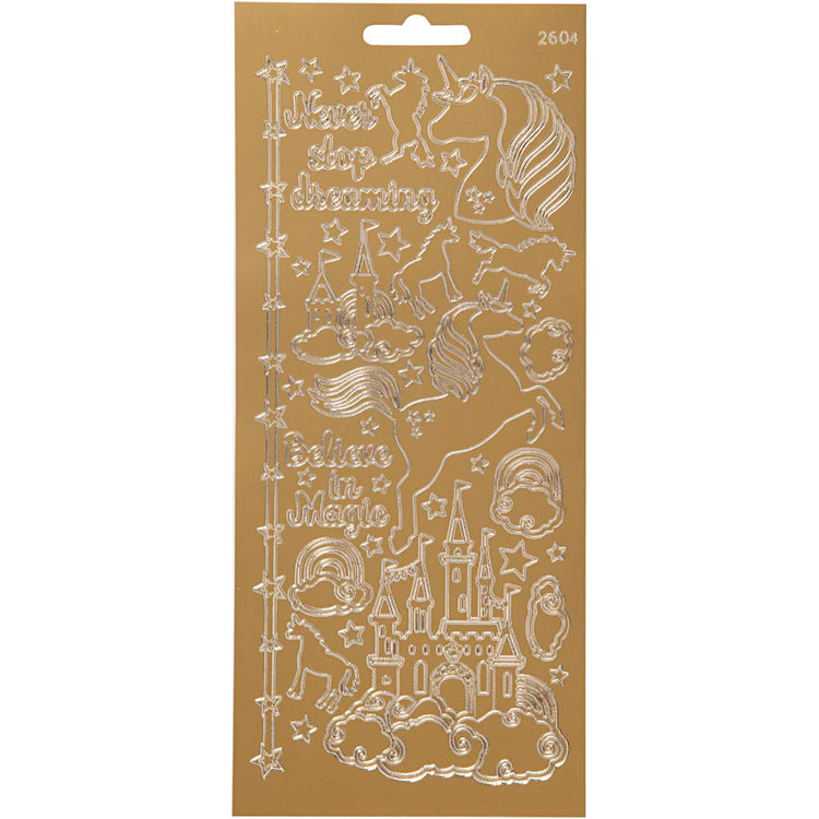 Creativ Firmenaufkleber, Einhorn, Bogen 10x23 cm, gold, 1 Bogen
