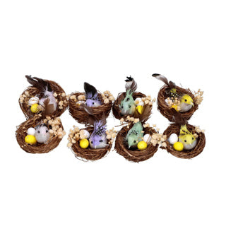 Vogelnester 2 in Box 4 Assorti Color Ostern
