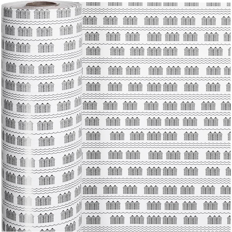 Creativ Company Geschenkpapier, Badehaus, B: 57 cm, 80 gr, schwarz, weiß, 150 m 1 Rolle