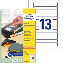 Videobandetiketten Avery Zweckform 20 x 147,3 mm weiß