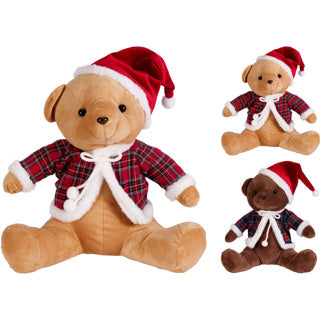 Bär mit Weihnachtsmütze 35cm 3sort