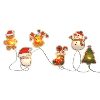 Fensterdekoration PVC Weihnachtsfiguren Lichtkabel x6LED Timer 2xaa 6 18h | 4 Stück