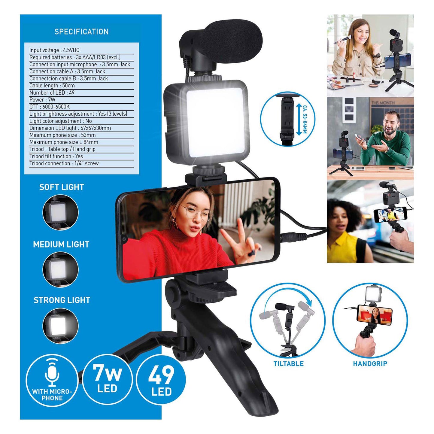 Selfie-Studio-Vlog-Kit 3-in-1