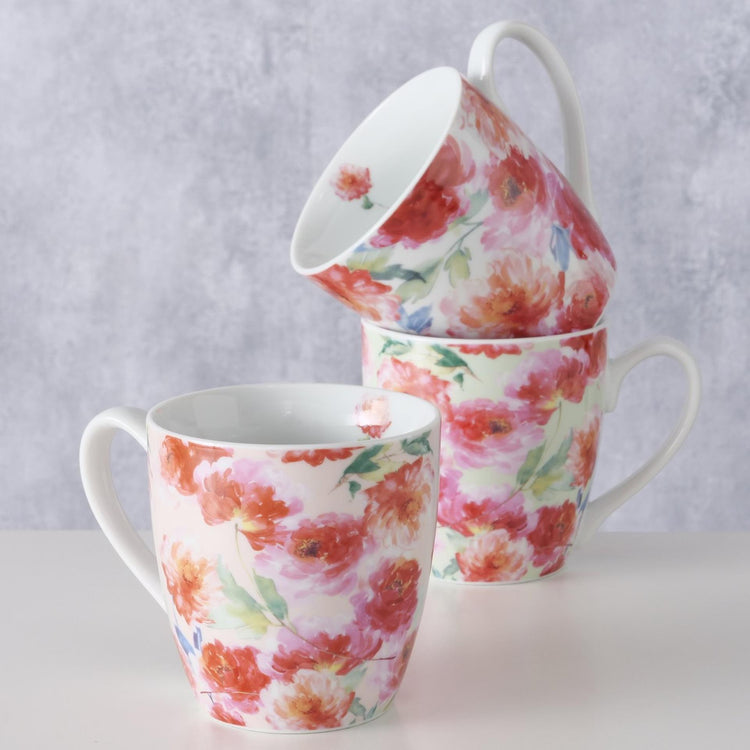 Boltze Home Jumbobecher Karella mit Blumen 480ml