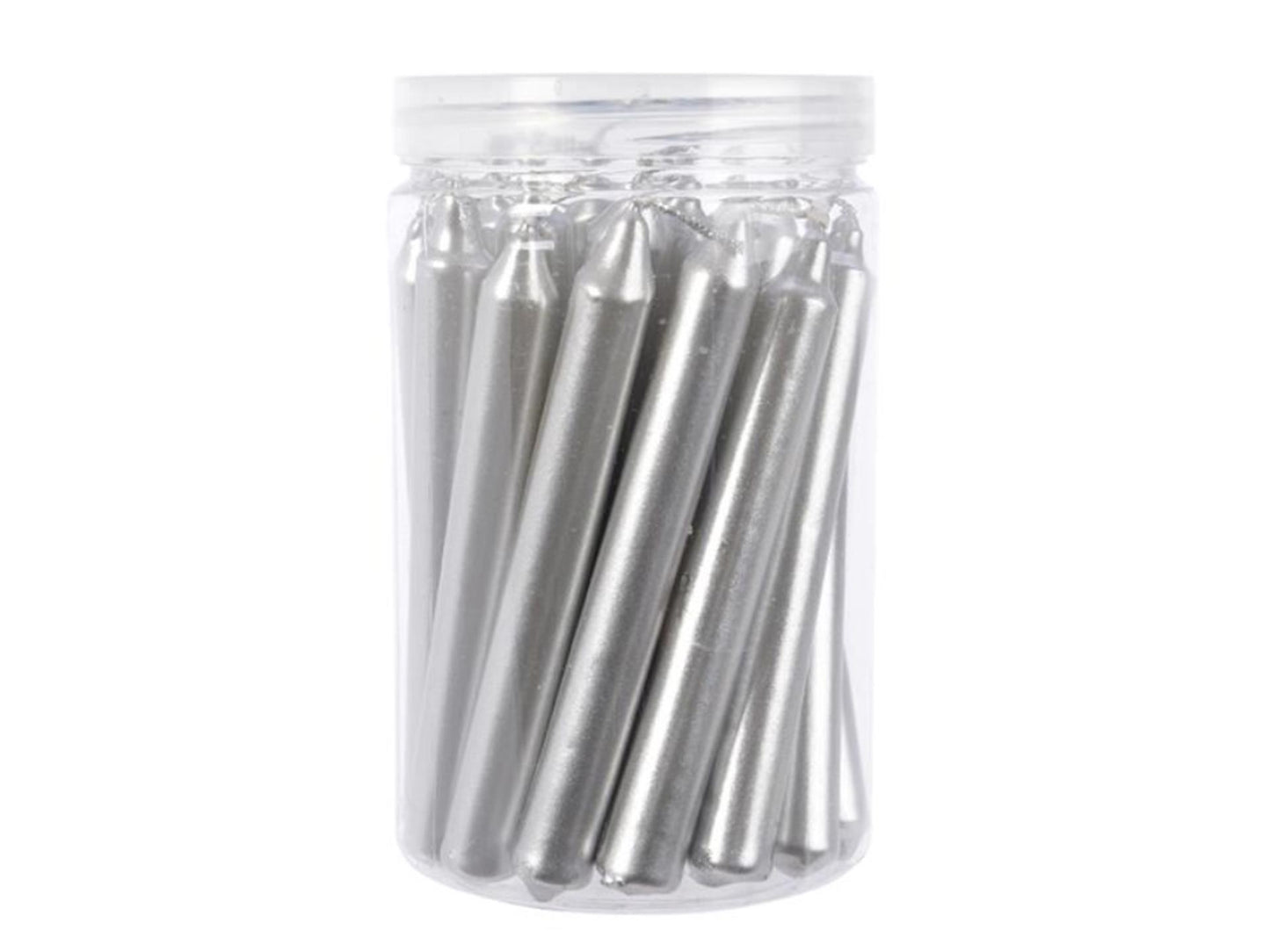 Decoris Weihnachtsbaumkerzen silber1,3x10,5 cm 22 Stk
