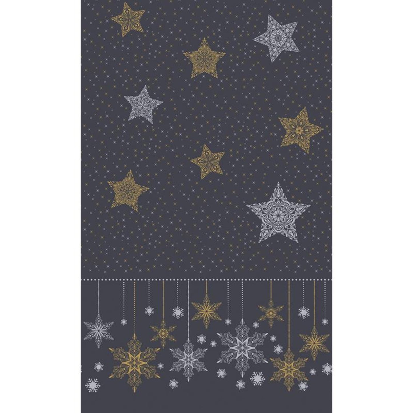 Duni Tischdecke Schneesterne schwarz 138 x 220 cm | 5 Stück