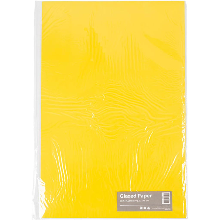 Creativ Company Glanzpapier, Blatt 32x48 cm, 80 gr, gelb, 25 Blatt 1 Karton