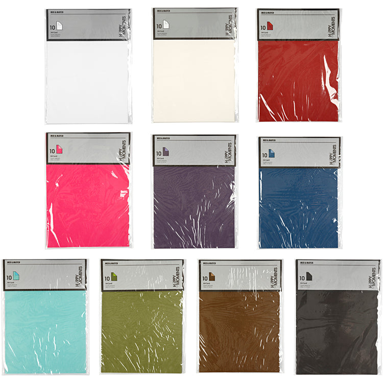 Creativ Company Strukturkarton, A4, Blatt 210x297 mm, 250 g, verschiedene Farben, 30x10 Blatt 1 Karton