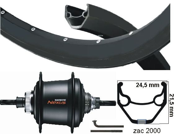 KGZ KGZ Hinterrad 28 Zoll (622) Rim SW Spak SW Nexus7 Centerlock Schwarz
