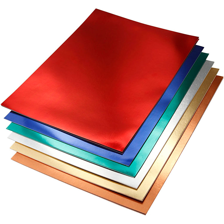 Creativ Company Metallfolienkarton, A4, Blatt 210 x 297 mm, 280 g, verschiedene Farben, 30 Blatt, 1 Karton