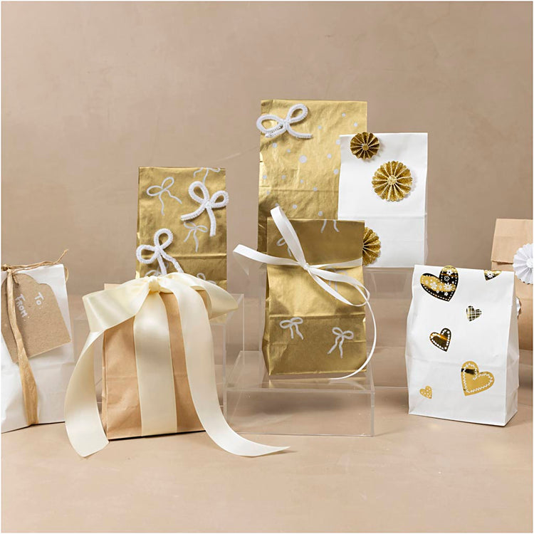 Creativ Company Papiertüten, H: 22,5 cm, Größe 6,5x11 cm, 50 gr, weiß, 100 Stück 1 Karton