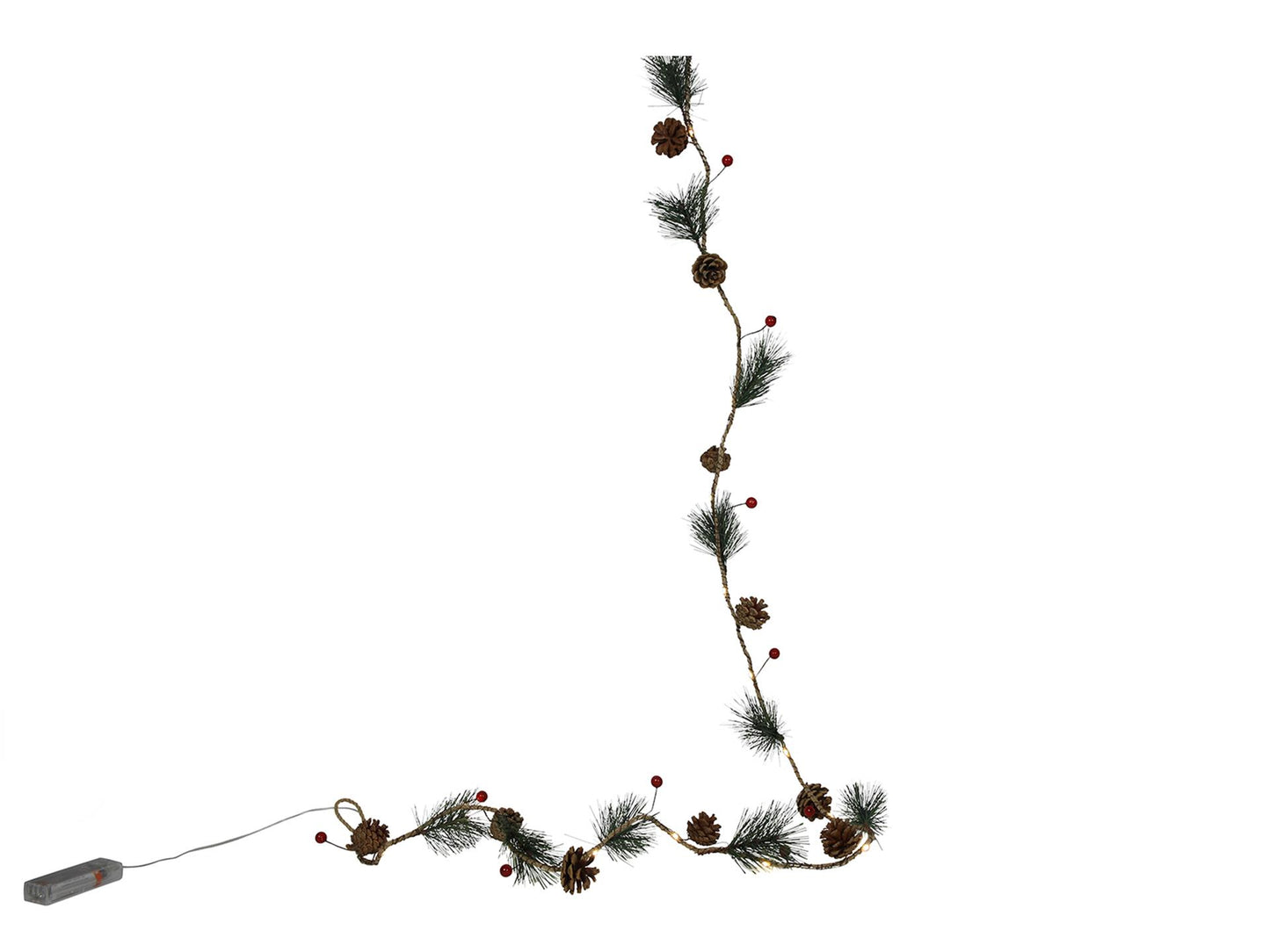 Svenska lebende Girlande mit roten Beeren, Kiefernblatt, 20 LEDs, 180 cm