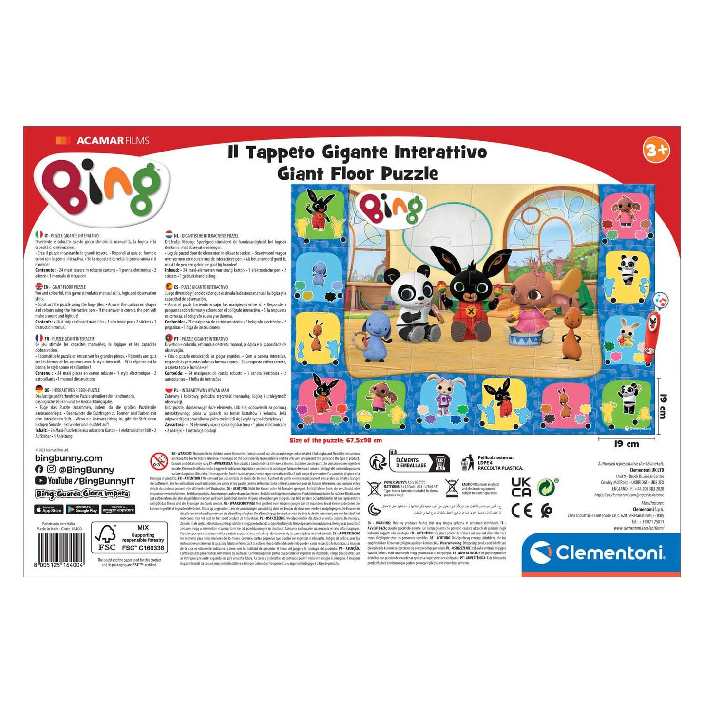 Clementoni Bodenpuzzle Großes interaktives Bing