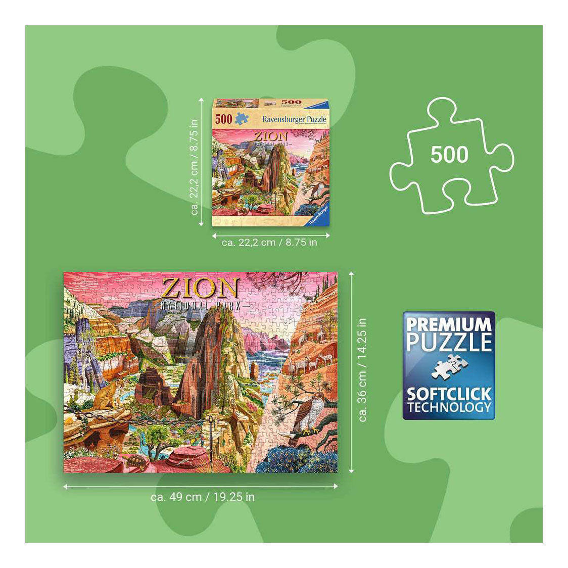Ravensburger Puzzle Zion Nationalpark - 500 Teile.