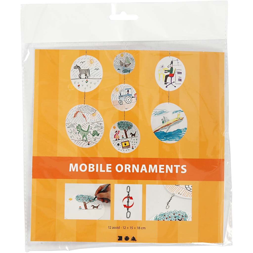 Blanko-Mobiles der Firma Creativ, D 12+15+18 cm, 300 gr, 4 Set 1 Box