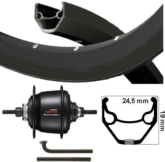 KGS Hinterrad 28 Zoll (622) Ryde Rim Black Nexus 8 Centerlock Black