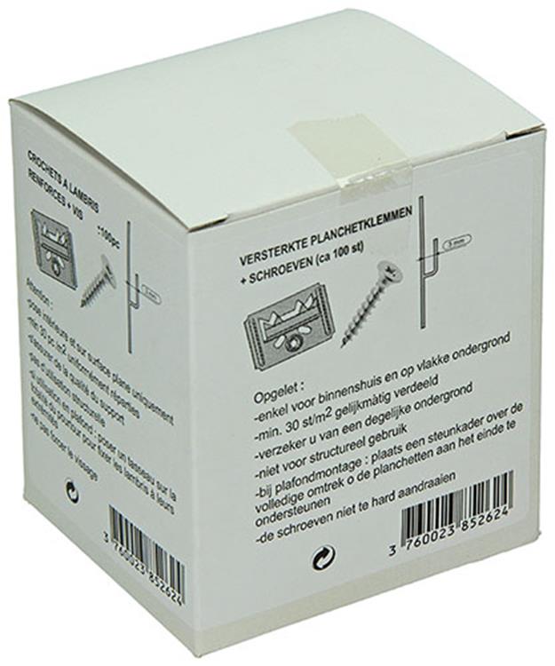 1004671 - 100 Stk. Regalklammern mit Schrauben 3mm | 10 Stück