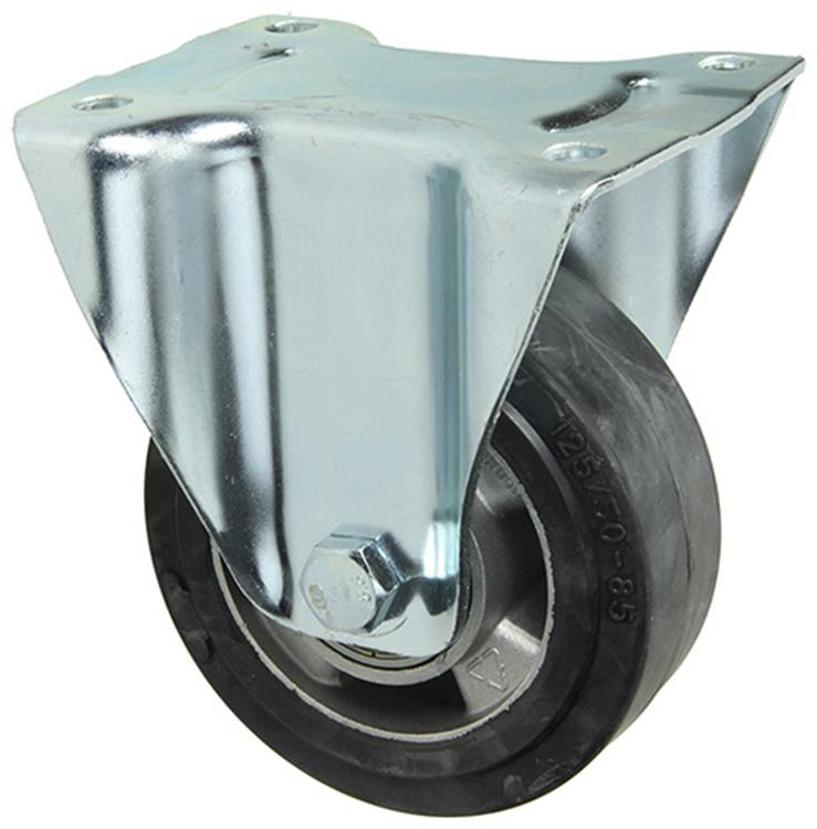 Mack by Tente 1058931 – Festrad Gummi schwarzes Profil Aluminiumfelge, Platte 125 mm | 4 Stück