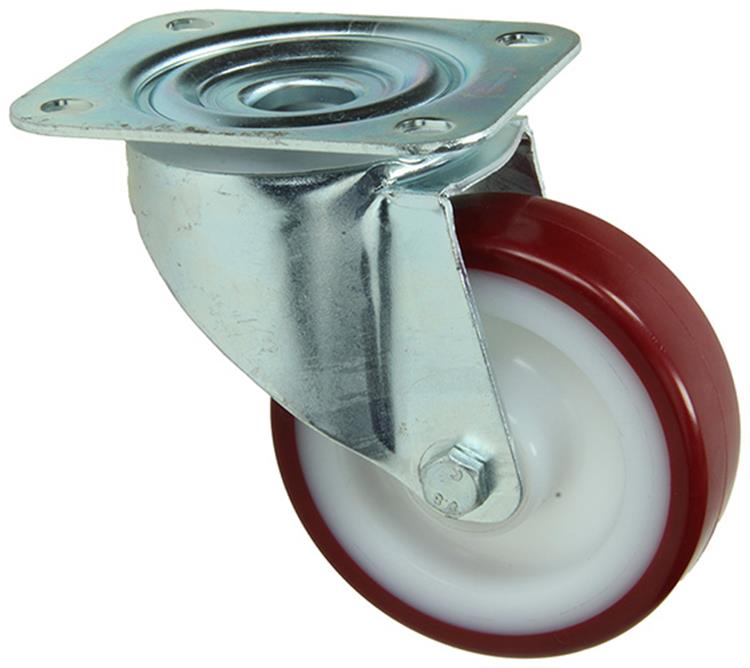 Mack by Tente 1058935 – Lenkrad, gespritzte PU-Lauffläche, Nylonfelge mit Platte 100 mm | 4 Stück