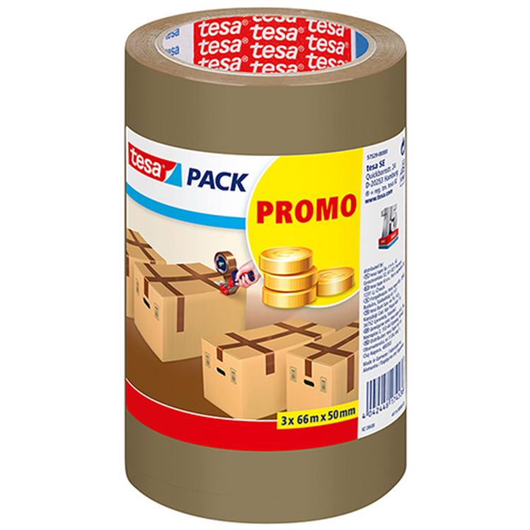 Tesa 1005057 – Packung Standard 3 Rollen Standard braun 66:50 | 3 Stück
